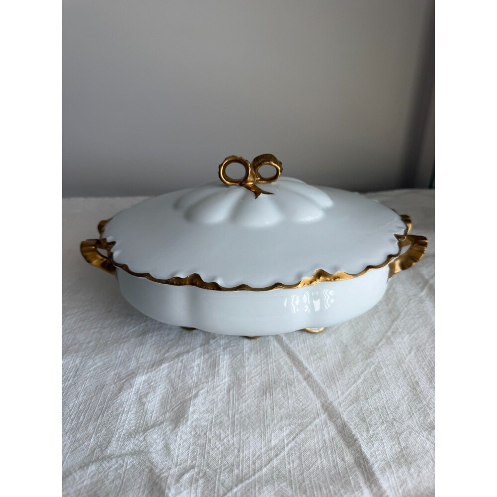 Vtg Hutschenreuther Racine Bavaria Porcelain Covered Serving Dish Limoges Style